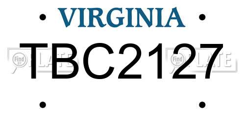 TBC2127 Virginia License Plate