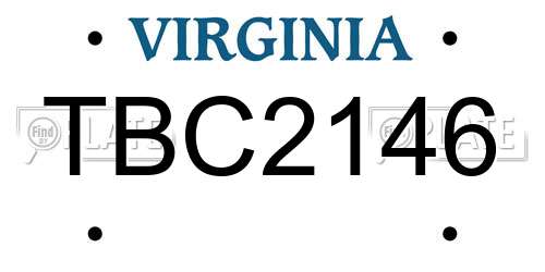 TBC2146 Virginia License Plate