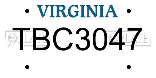 TBC3047 Virginia License Plate