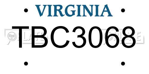 TBC3068 Virginia License Plate