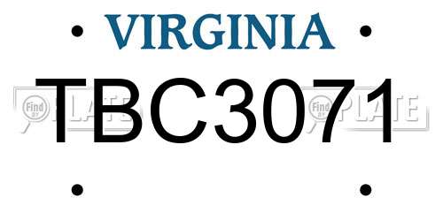 TBC3071 Virginia License Plate