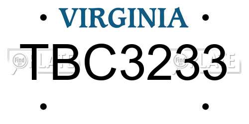 TBC3233 Virginia License Plate