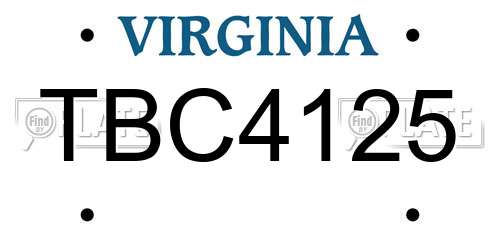 TBC4125 Virginia License Plate
