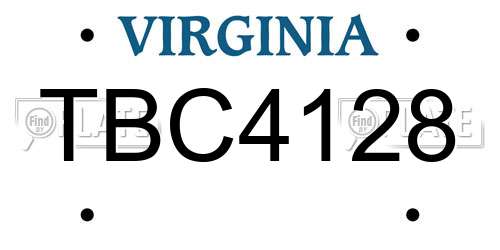TBC4128 Virginia License Plate