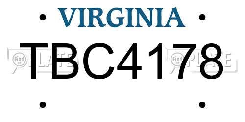 TBC4178 Virginia License Plate
