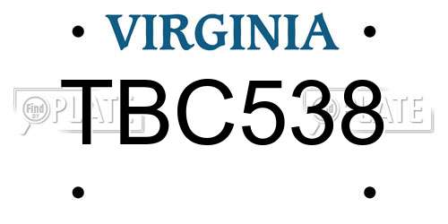 TBC538 Virginia License Plate