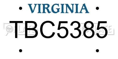 TBC5385 Virginia License Plate