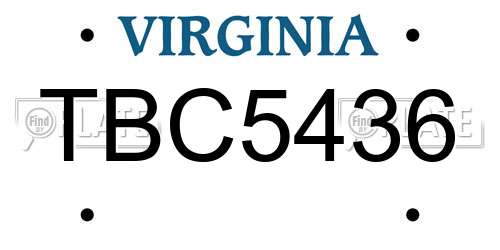 TBC5436 Virginia License Plate