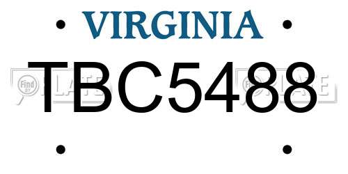 TBC5488 Virginia License Plate