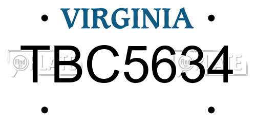 TBC5634 Virginia License Plate