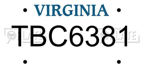 TBC6381 Virginia License Plate