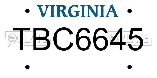 TBC6645 Virginia License Plate