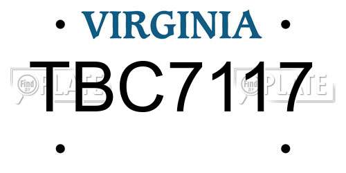 TBC7117 Virginia License Plate