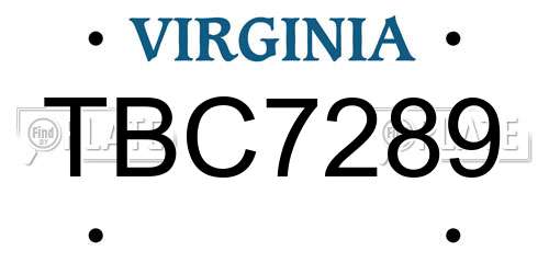 TBC7289 Virginia License Plate