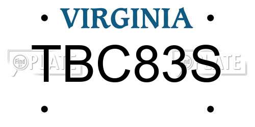 TBC83S Virginia License Plate