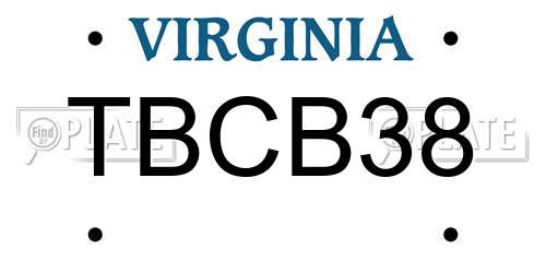 TBCB38 Virginia License Plate