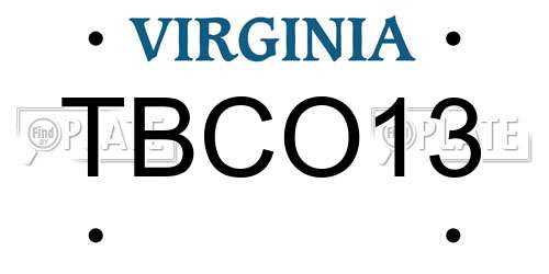 TBCO13 Virginia License Plate