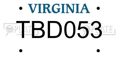 TBD053 Virginia License Plate