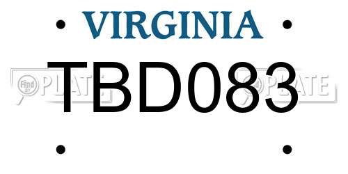 TBD083 Virginia License Plate