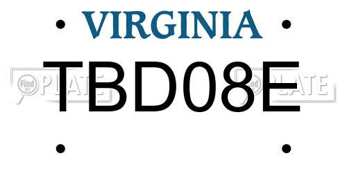 TBD08E Virginia License Plate