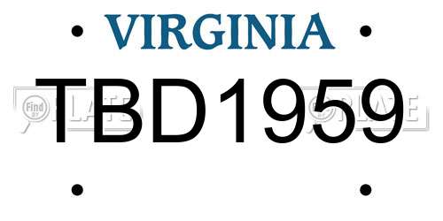 TBD1959 Virginia License Plate