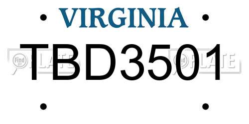 TBD3501 Virginia License Plate