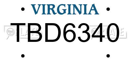 TBD6340 Virginia License Plate