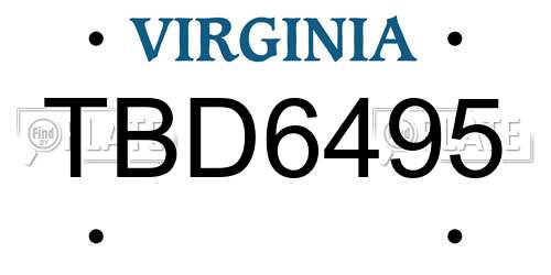 TBD6495 Virginia License Plate