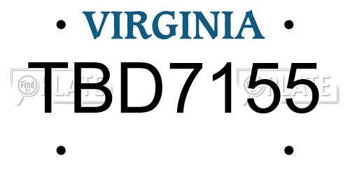 TBD7155 Virginia License Plate