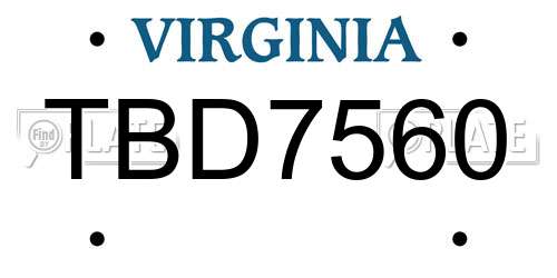 TBD7560 Virginia License Plate