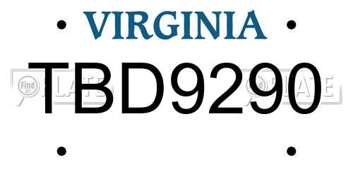 TBD9290 Virginia License Plate