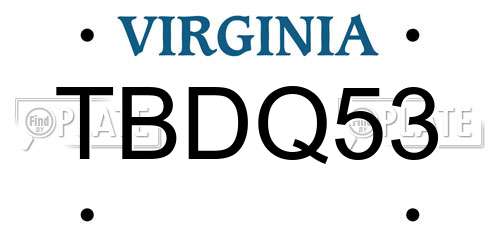 TBDQ53 Virginia License Plate