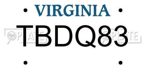 TBDQ83 Virginia License Plate
