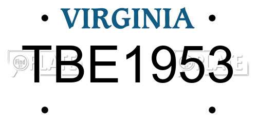 TBE1953 Virginia License Plate