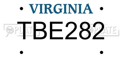 TBE282 Virginia License Plate
