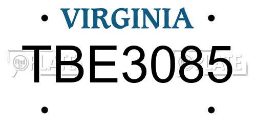 TBE3085 Virginia License Plate