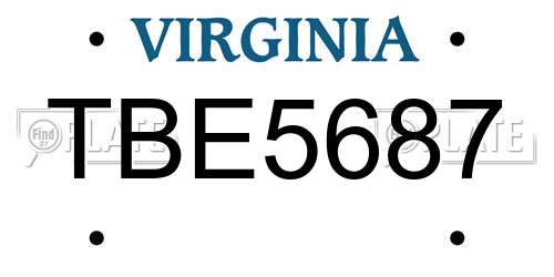 TBE5687 Virginia License Plate