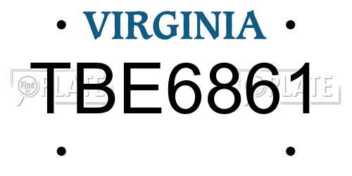 TBE6861 Virginia License Plate
