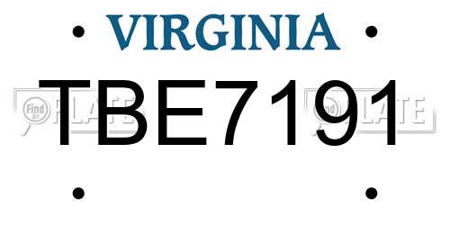 TBE7191 Virginia License Plate