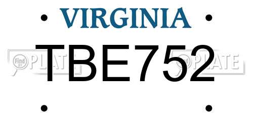 TBE752 Virginia License Plate