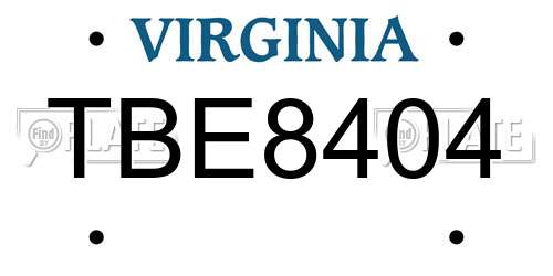 TBE8404 Virginia License Plate