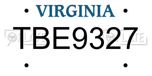 TBE9327 Virginia License Plate