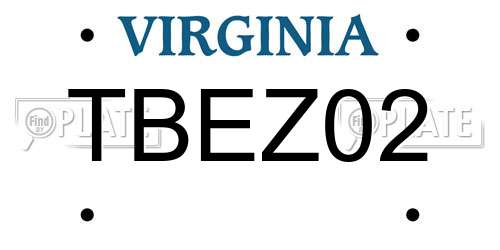 TBEZ02 Virginia License Plate