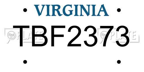 TBF2373 Virginia License Plate