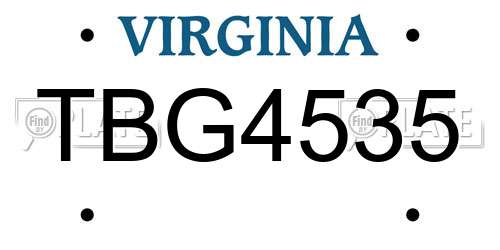 TBG4535 Virginia License Plate