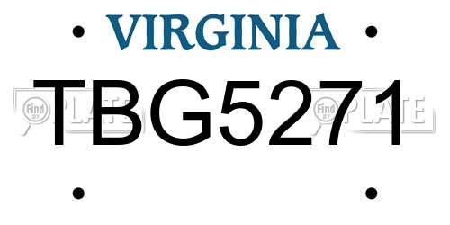 TBG5271 Virginia License Plate
