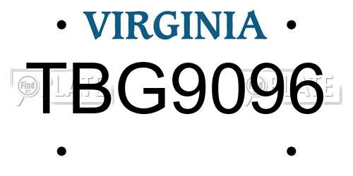 TBG9096 Virginia License Plate