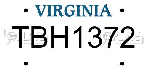 TBH1372 Virginia License Plate