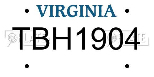 TBH1904 Virginia License Plate