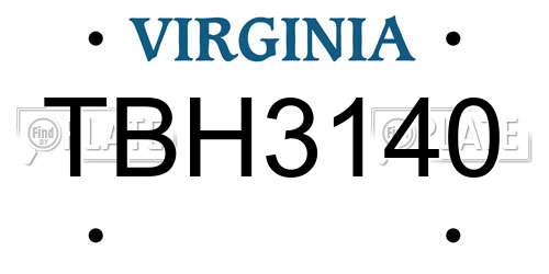 TBH3140 Virginia License Plate